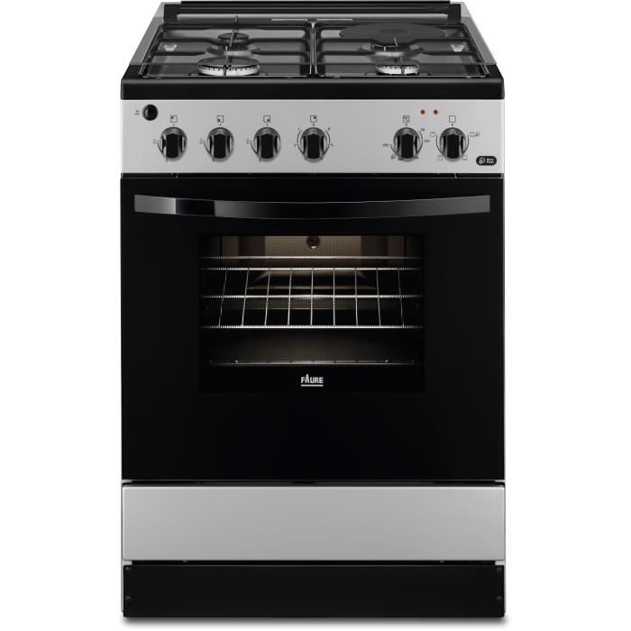 FAURE FCM640HCSA-Cuisinière table mixte gaz / électrique-4 foyers-Four électrique-Catalyse-56 L-A-L 60 x H 88,9 cm-Silver