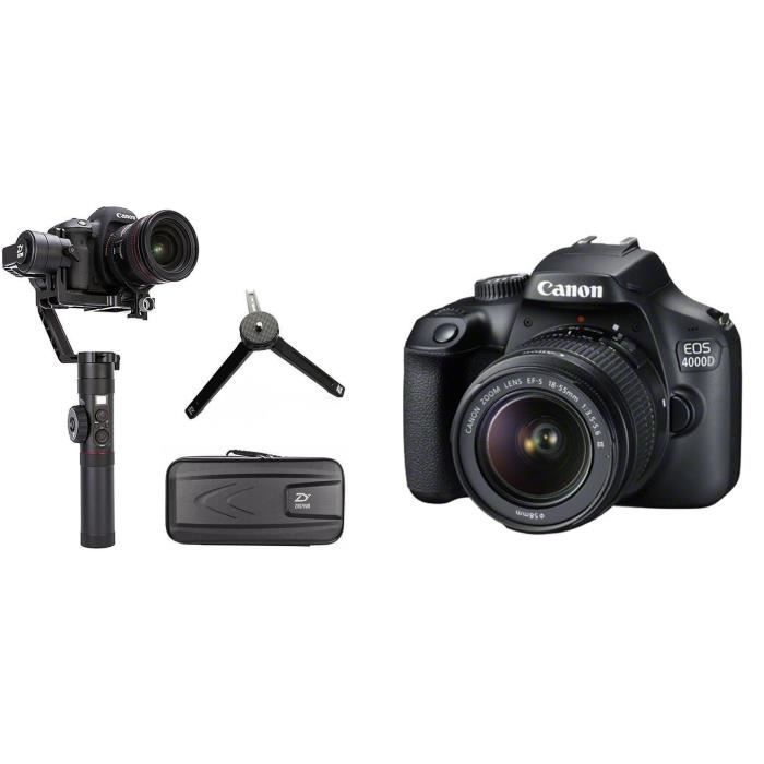 CANON EOS 4000D Appareil photo reflex + Objectif EF-S 18-55 III + Stabilisateur Zhiyun Crane 2