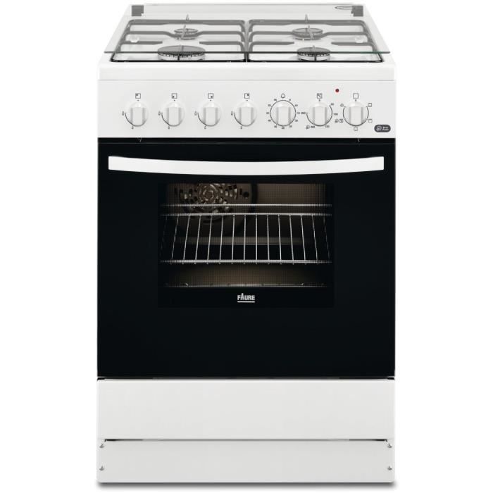 FAURE FCK652HCWA -Cuisinière table gaz-4 foyers-Four électrique multifonction-Catalyse-54 L-A-L 60 x H 88,9 cm-Blanc