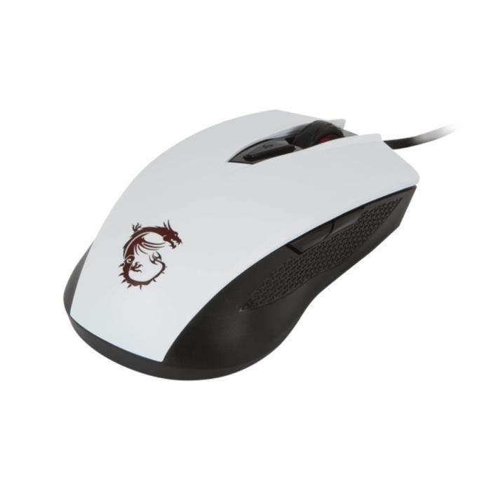 MSI Souris Gamer CLUTCH GM40 GAMING Filaire - Rétroéclairé - Optique - 5000 dpi - 9 Boutons - Blanc - PC