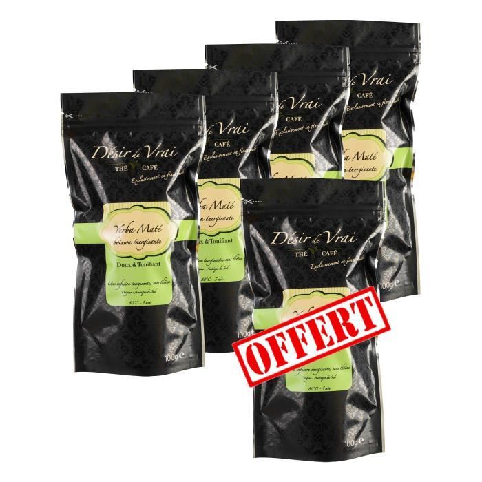 4 + 1 Offert DESIR DE VRAI Yerba Mate Boisson Energisante Amérique du Sud n°43 100g