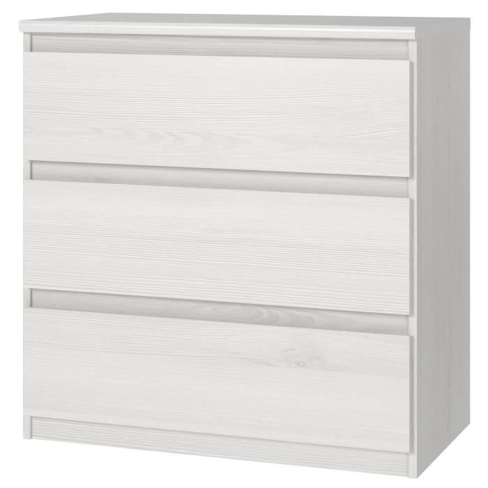 FINLANDEK Commode de chambre NATTï contemporain décor chêne neige mat - L 77 cm