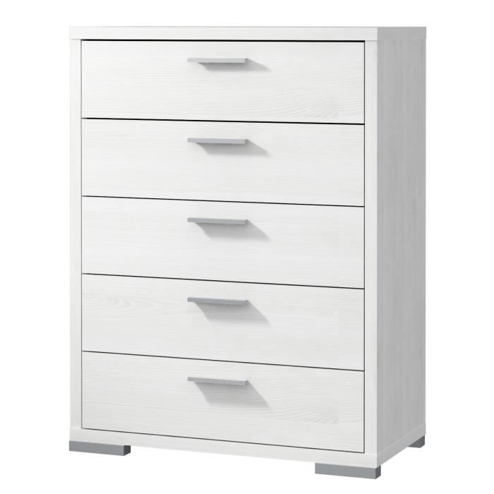 OSLO Commode style contemporain décor chêne neige (blanc) - L 80 cm