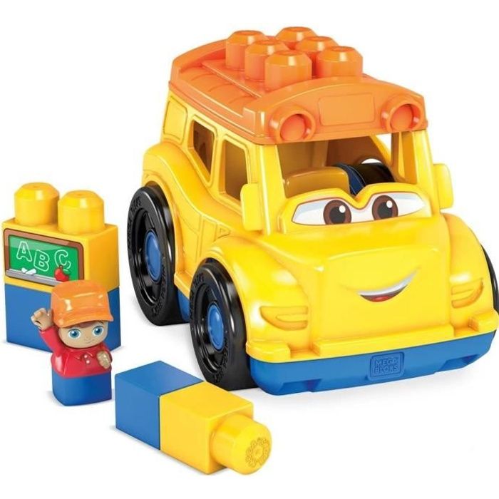MEGA BLOKS - Lil'Véhicule Bus Scolaire - Briques de construction - Bus Scolaire avec figurine & 5 blocs Inclut - 12 mois et + gcx10