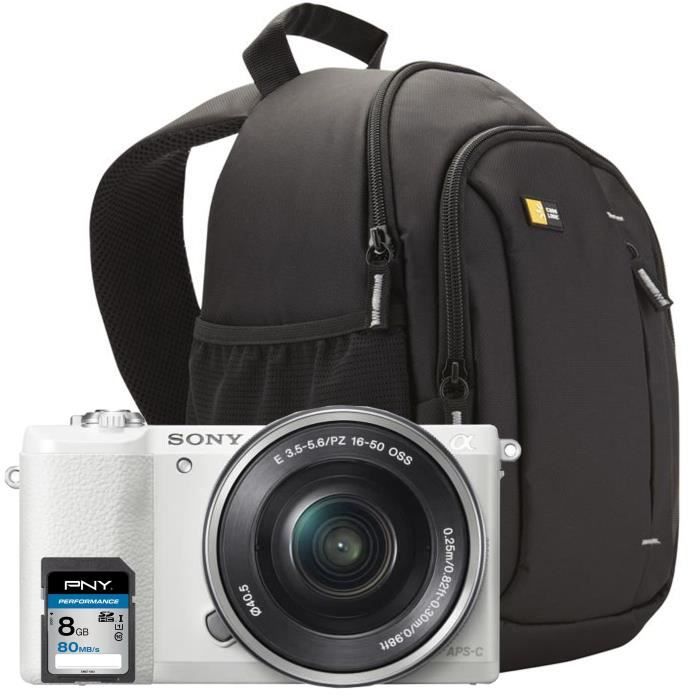 SONY A5100LW Appareil Photo Hybride + Carte mémoire SDHC 8Go + Sac à dos