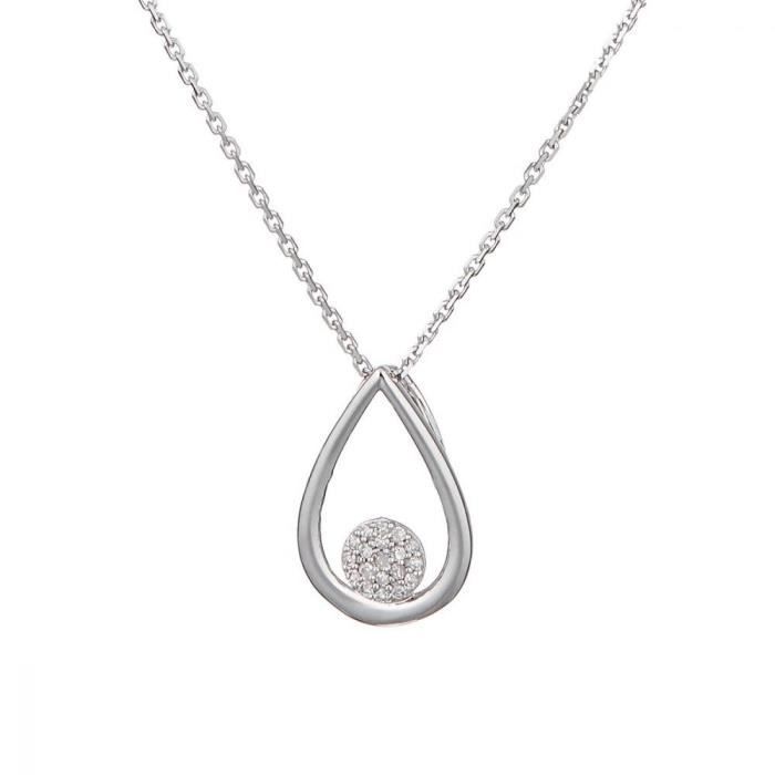 LE DIAMANTAIRE - Collier pendentif Poire Or Gris 375/1000 et diamants Femme