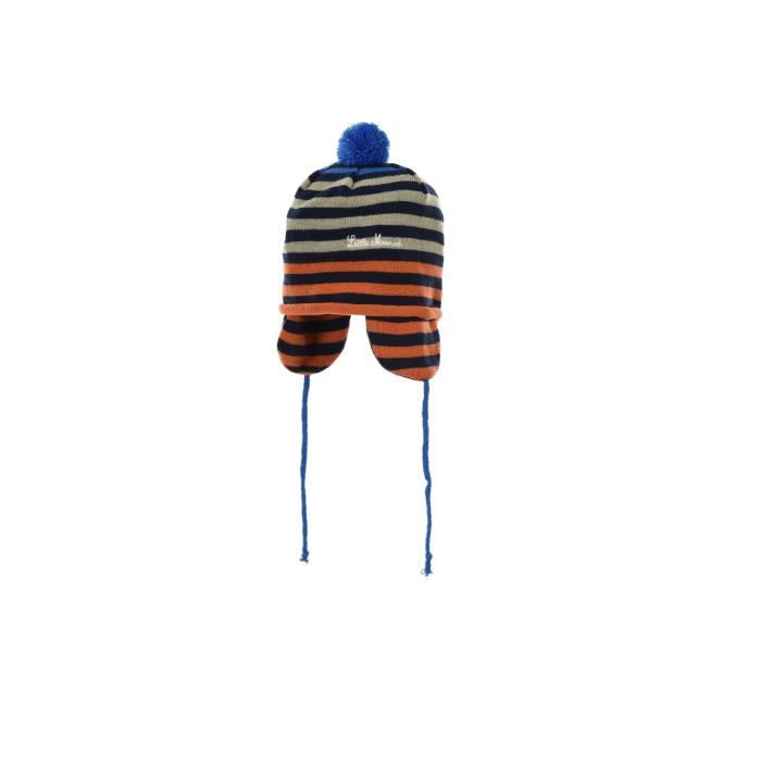 LITTLE MARCEL Ensemble Écharpe + Gants + Bonnet rayé bleu/orange/gris Bébé Garçon
