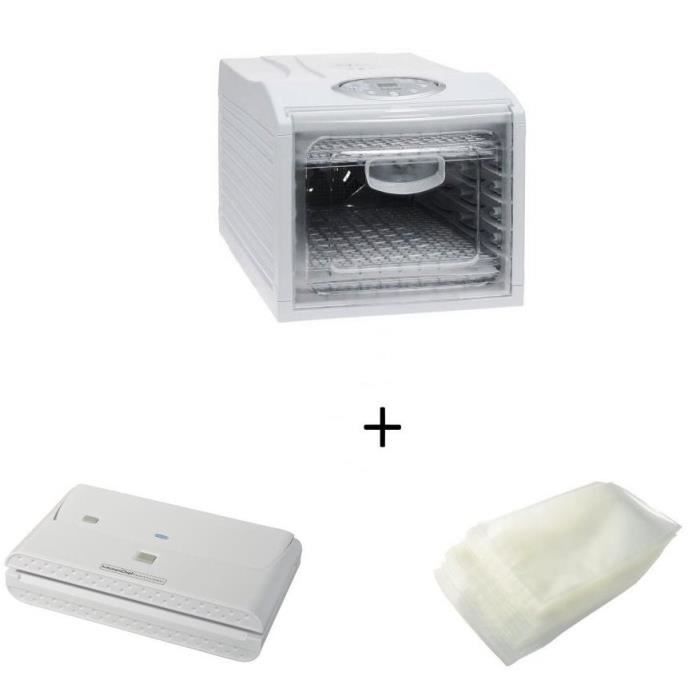 KITCHENCHEF Déshydrateur + Conditionneuse sous vide et lot de 30 sacs offerts