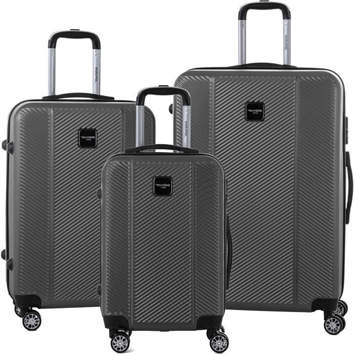 MURANO Ensemble de 3 valises 55/65/75cm avec 8 roues Gris foncé