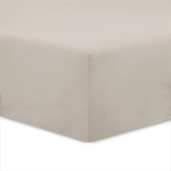 VISION Drap housse 100% coton - 90x190 cm - Mastic