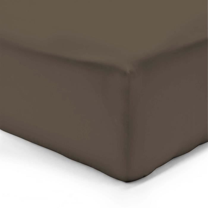 VISION Drap housse 200x200 + 25 cm chocolat