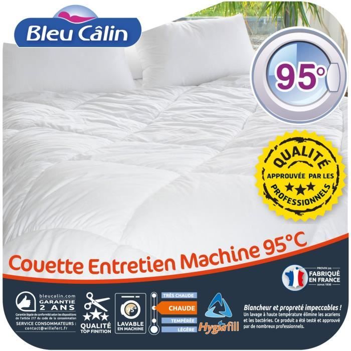 BLEU CALIN Couette chaude Entretien Machine 95°C 200x200 cm blanc
