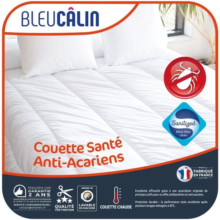 BLEU CALIN Couette chaude Santé Anti-acariens 220x240 cm blanc