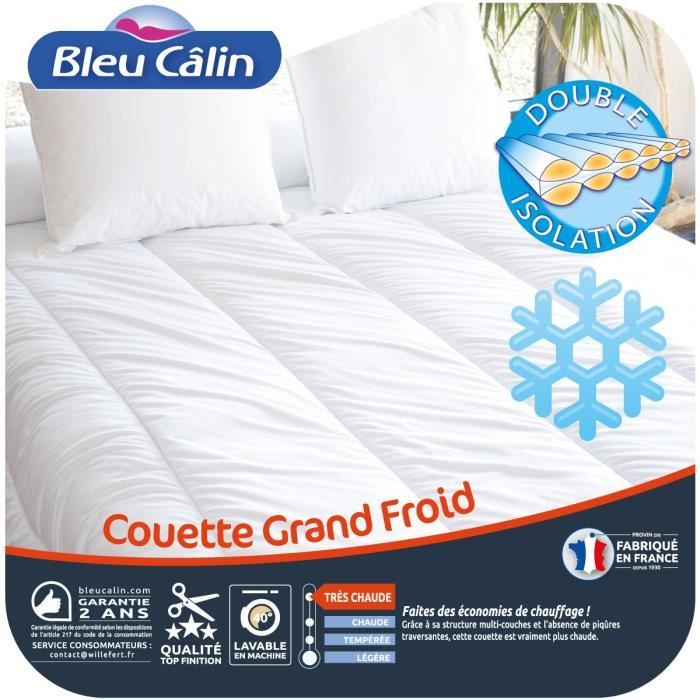 BLEU CALIN Couette 500 gr/m² Grand Froid 200x200 cm blanc