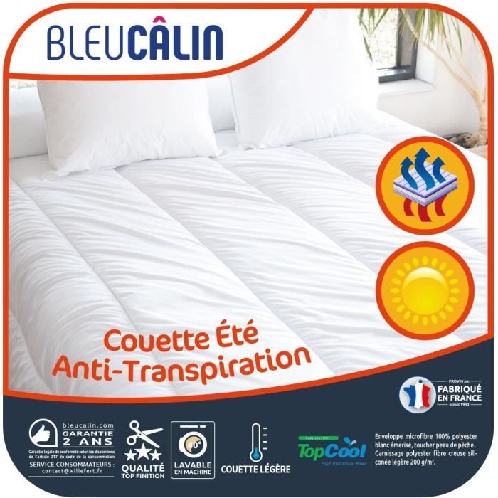 BLEU CALIN Couette respirante TOPCOOL 240x260 cm blanc