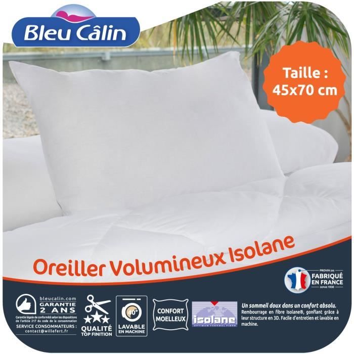 BLEU CALIN Oreiller VOLUME 100% coton - 45 x 70 cm