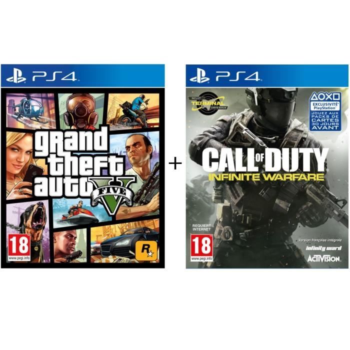 Pack 2 Jeux PS4 : GTA V + Call of Duty Infinite Warfare