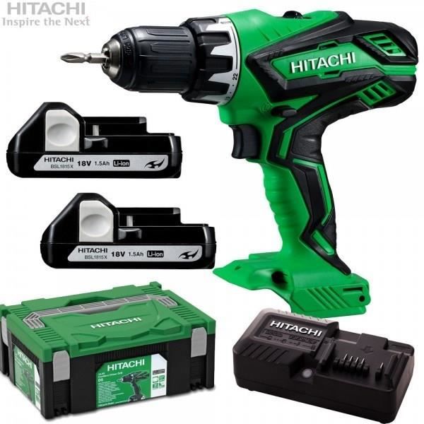 HITACHI POWER TOOLS Perceuse visseuse 2x18V 1,5Ah Li-ion et un coffret Systainer