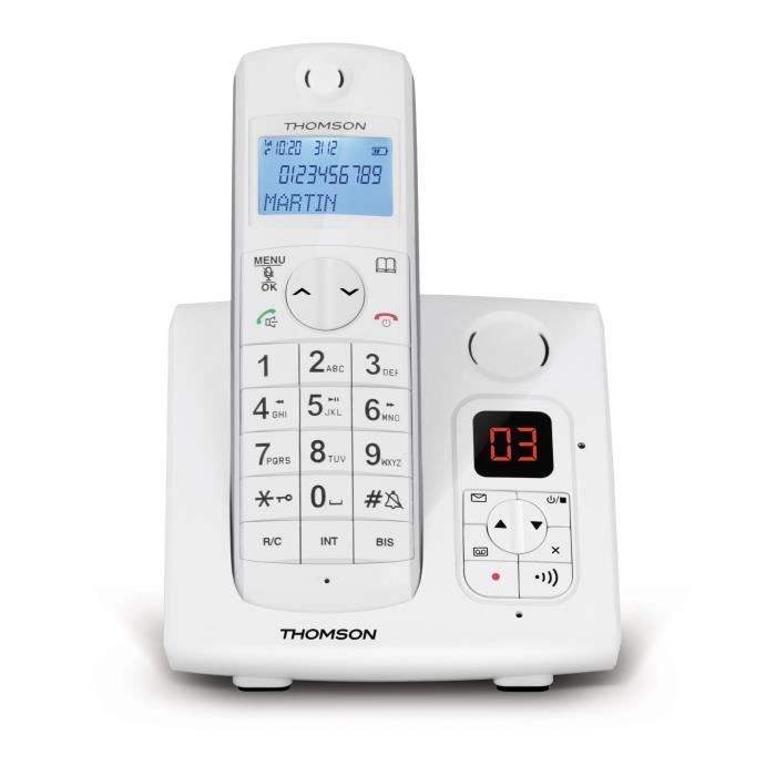 THOMSON Jaspe Solo Téléphone Sans Fil Répondeur Blanc