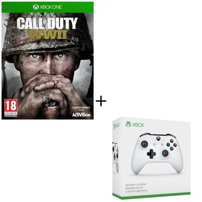 Pack Xbox One : Call of Duty World War II + Manette sans fil Xbox One blanche compatible PC