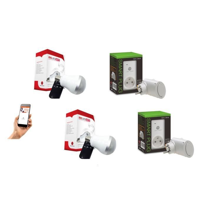 NEW DEAL Pack de 2 prises connectées WiFi Speco+ et 2 ampoules musicales ZicLed W11