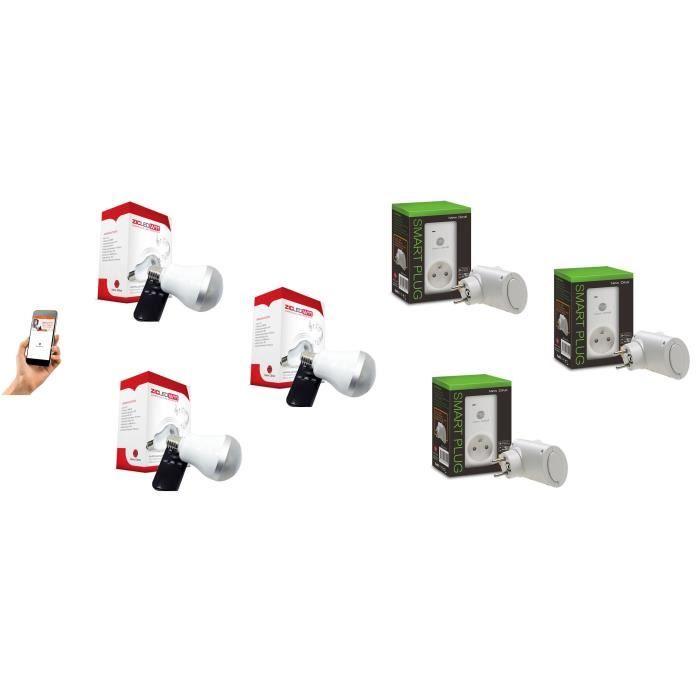 NEW DEAL Pack de 3 prises connectées WiFi Speco+ et 3 ampoules musicales ZicLed W11