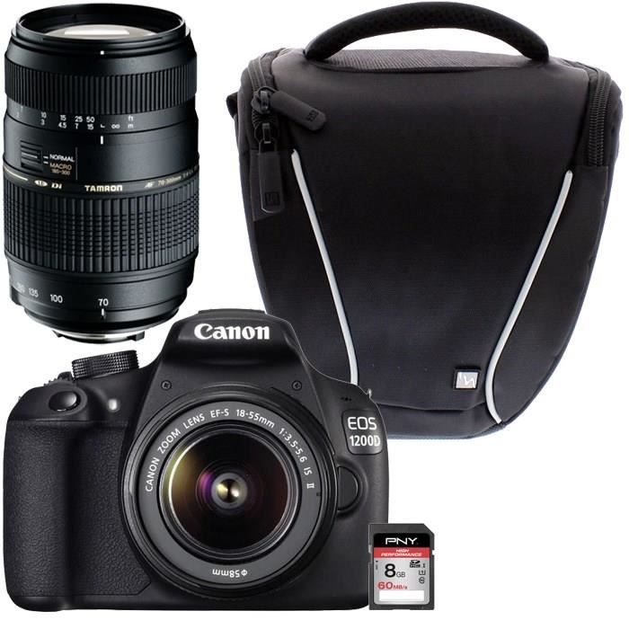 CANON EOS 1200D + EF-S 18-55IS II + TAMRON 70-300mm + Sacoche + Carte 8 Go