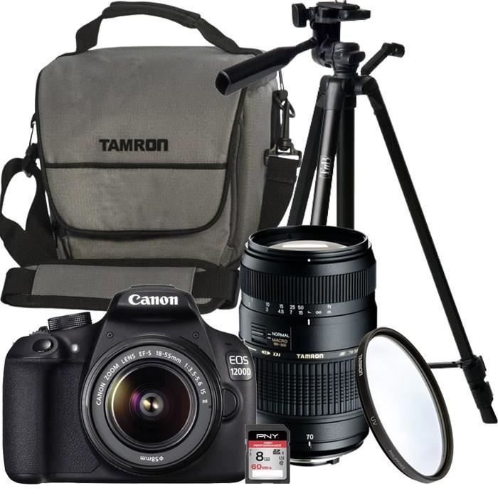 CANON EOS 1200D + EF-S 18-55IS II + TAMRON 70-300mm + Trépied + Carte 8 Go + OFFERTS: Sacoche + Filtre UV