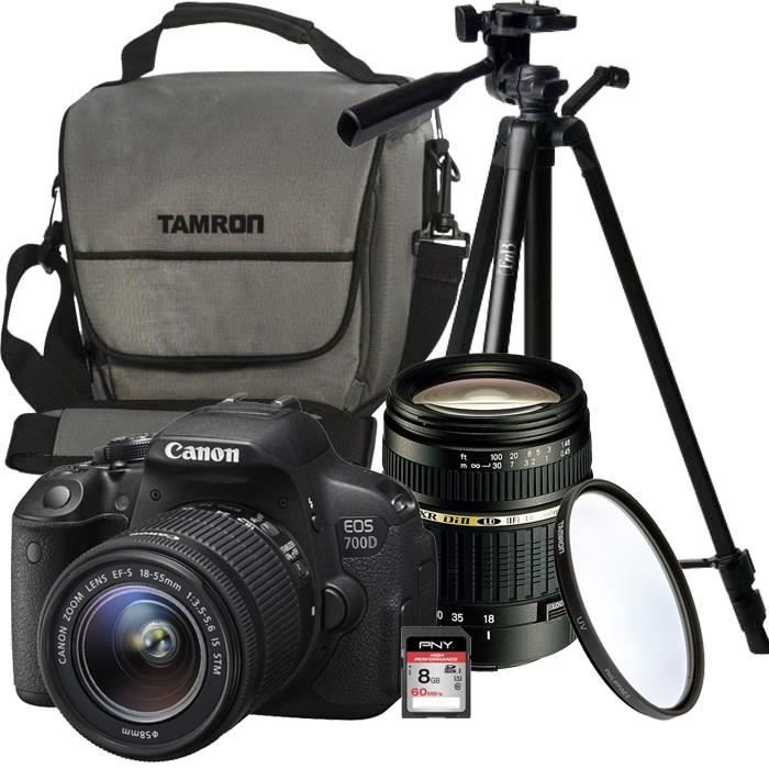 CANON EOS 700D + 18-55 IS STM + TAMRON 18-200mm + Trépied + Carte 8 Go + OFFERTS: Sacoche + Filtre UV