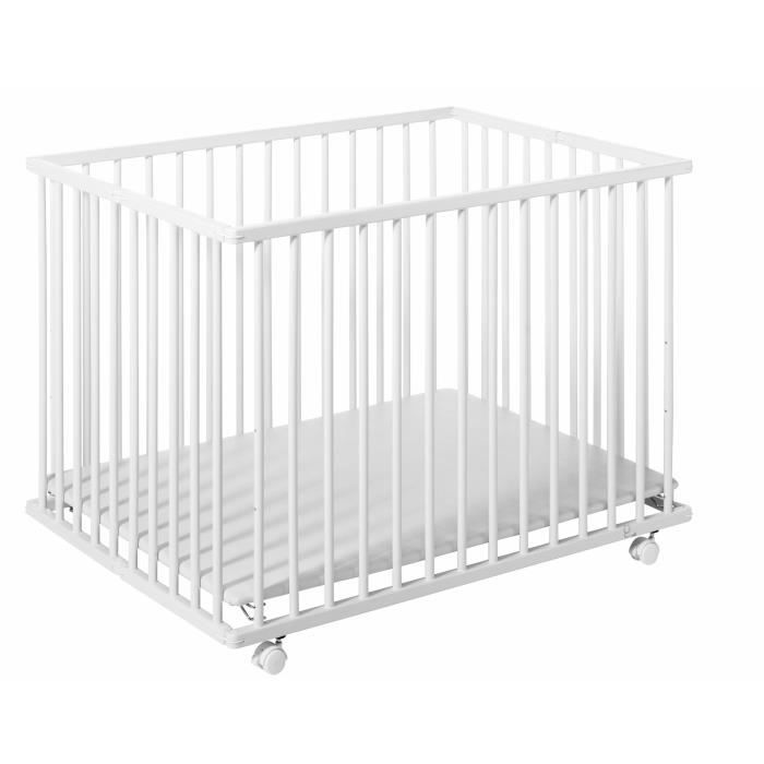 GEUTHER Parc Bébé Pliable Lea Blanc 75x103 cm - 3 Positions - Hêtre Massif - Fond blanc