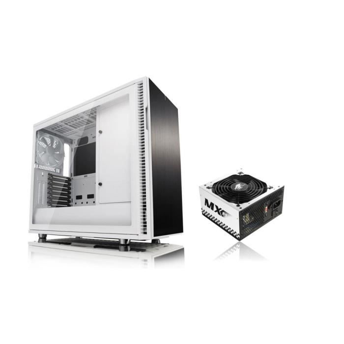 Pack Boîtier PC Fractal Design Define R6, Verre trempé, Blanc + Alimentation PC Lepa 550W MX F1 Semi modulaire (80+ Bronze)