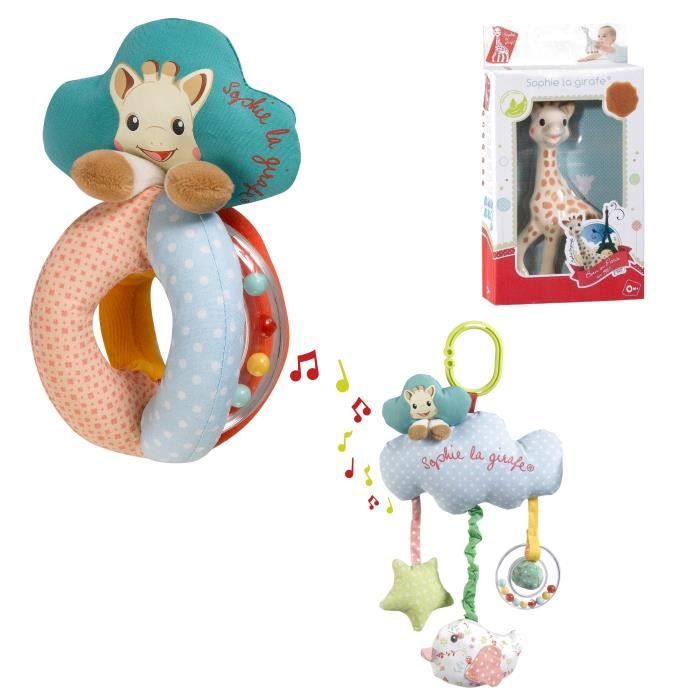 SOPHIE LA GIRAFE Ensemble Boîte Cadeau + Hochet à Billes + Boîte à Musique