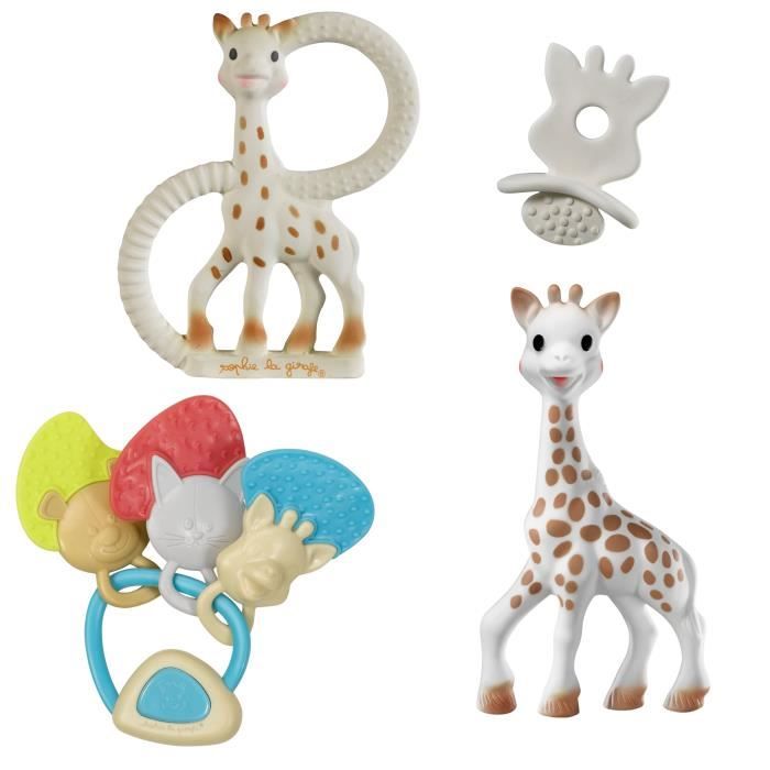SOPHIE LA GIRAFE Ensemble Coffret Natural Soother So Pure + Hochet Clés Musical + Anneau So'Pure Souple
