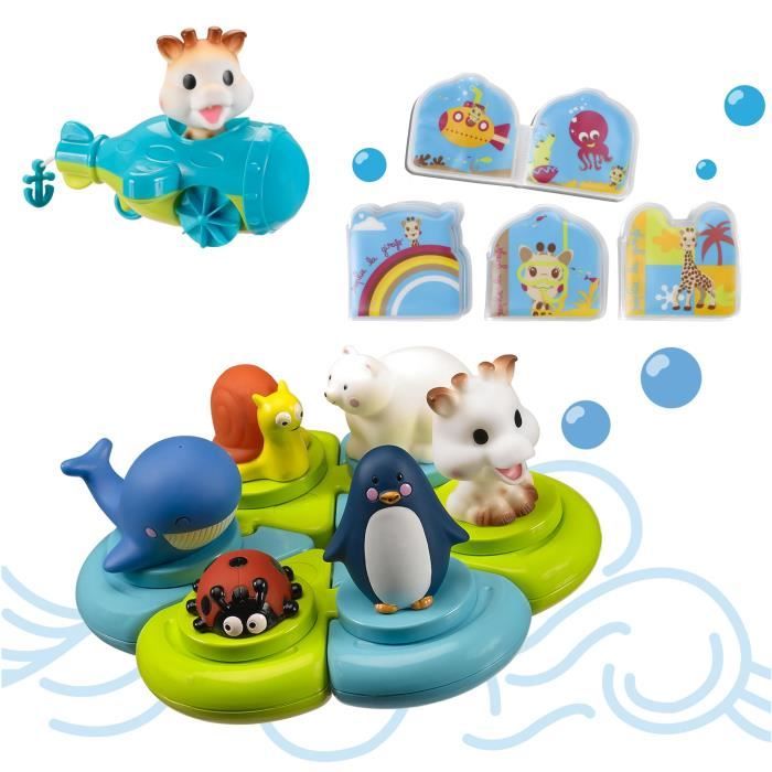 SOPHIE LA GIRAFE Ensemble Set de 3 Livres de Bain + Puzzle de Bain + Jouet de Bain