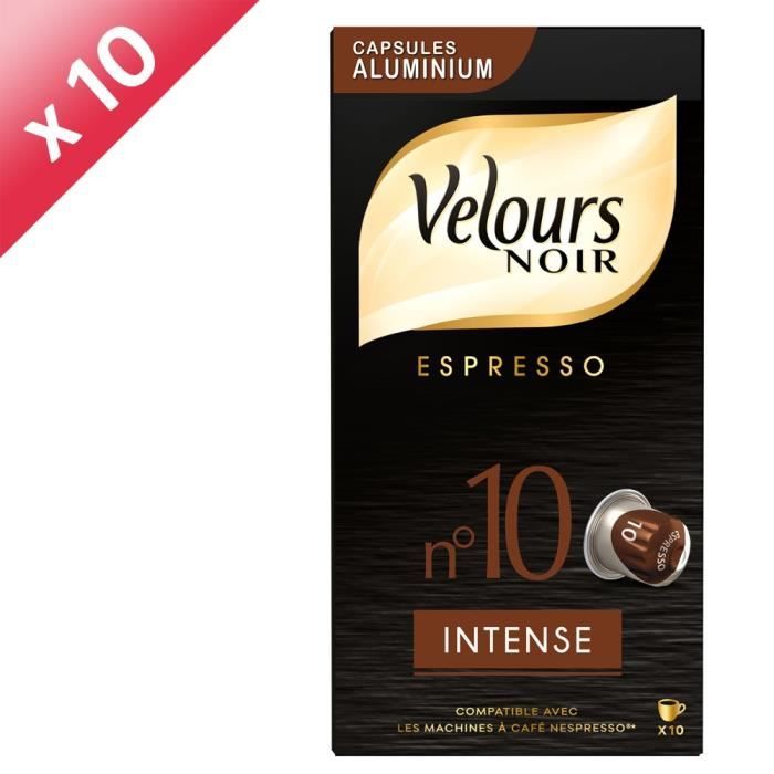 VELOURS NOIR Café Intensité 10 - 10 capsules en aluminium x10