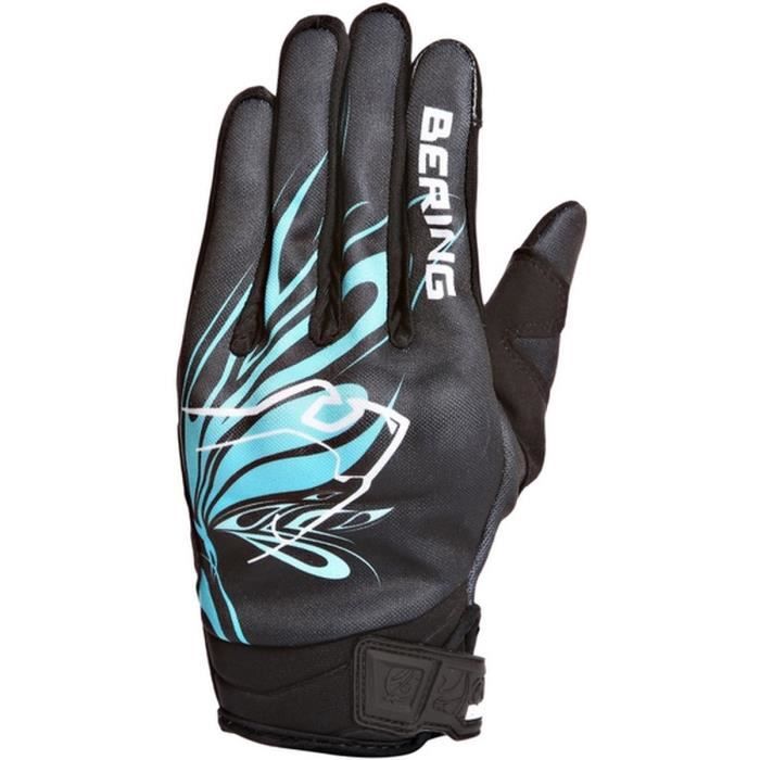 BERING Lady Roberta Gants Moto Noir et Turquoise.Homologué EPI (loi du 20/11/2016)