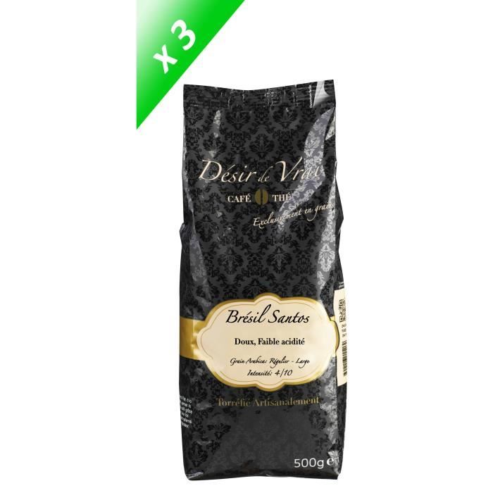 DESIR DE VRAI Lot de 3 Cafés Grain Brésil Santos n°15 500g