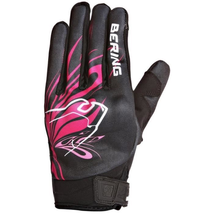 BERING Lady Roberta Gants Moto Noir et Fushia.Homologué EPI (loi du 20/11/2016)