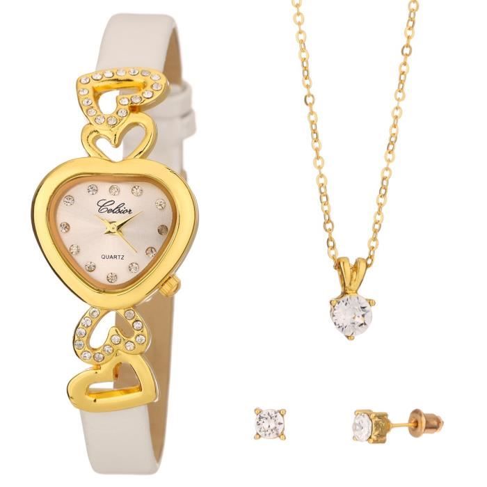Montre et Parure Collier, Boucles d'Oreilles CELSIOR ornés de Cristaux SWAROVSKI®