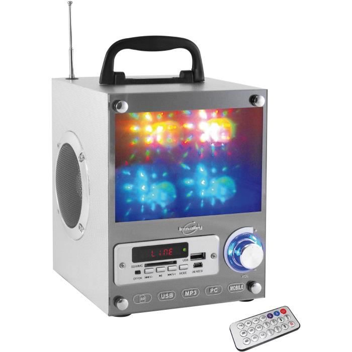 INOVALLEY DANCE CUBE 20 Enceinte portable lumineuse - USB, carte SD, FM