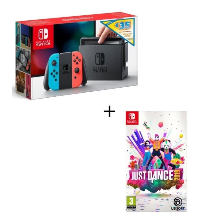 Pack Jeu Switch Just Dance 2019 + Console Switch Neon + code de téléchargement 35€ eshop Nintendo