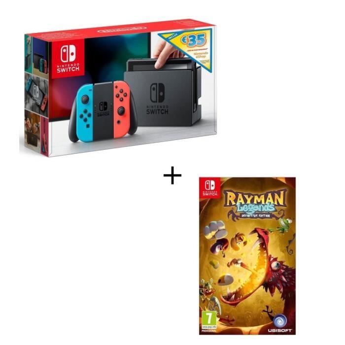 Pack Jeu Swtich Rayman Legends Definitive + Console Switch Neon + code de téléchargement 35€ eshop Nintendo