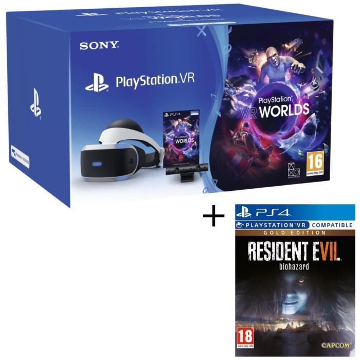PlayStation VR V2 + PlayStation Caméra + VR Worlds (Voucher) + Resident Evil 7: Biohazard Gold Edition Jeu PS4