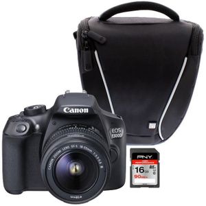 Pack Reflex : Reflex Canon EOS 1300D + Sacoche + Carte SD 16GO