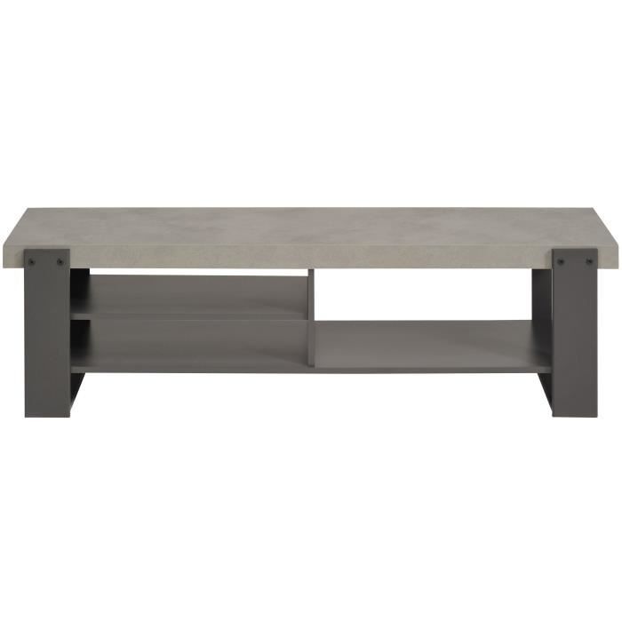 FACTORY Meuble TV bas industriel decor beton et gris ombre L 138 cm