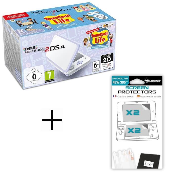 Pack New 2DS XL Blanc/Lavande + Tomodachi Life + Ecran de protection