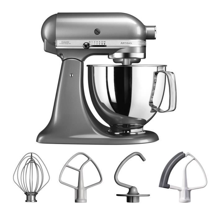Pack KITCHENAID ARTISAN 5KSM125ECU Robot pâtissier + Batteur plat