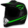 CDH Casque Cross Noir Mat et Vert Fluo