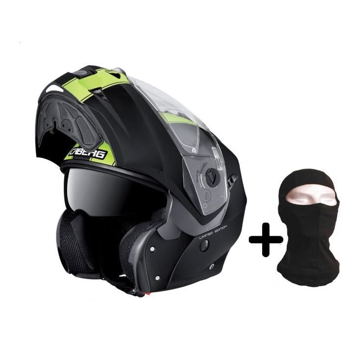 CABERG Duke Legend Casque Modulable Noir et Jaune Cagoule Offerte
