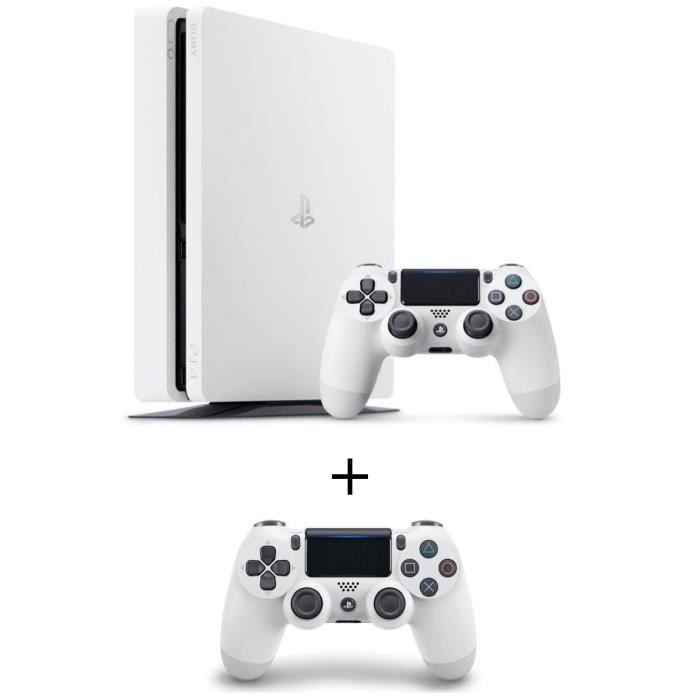 Pack Nouvelle PS4 Slim Glacier White 500 Go Châssis E + Manette DualShock 4 Glacier White
